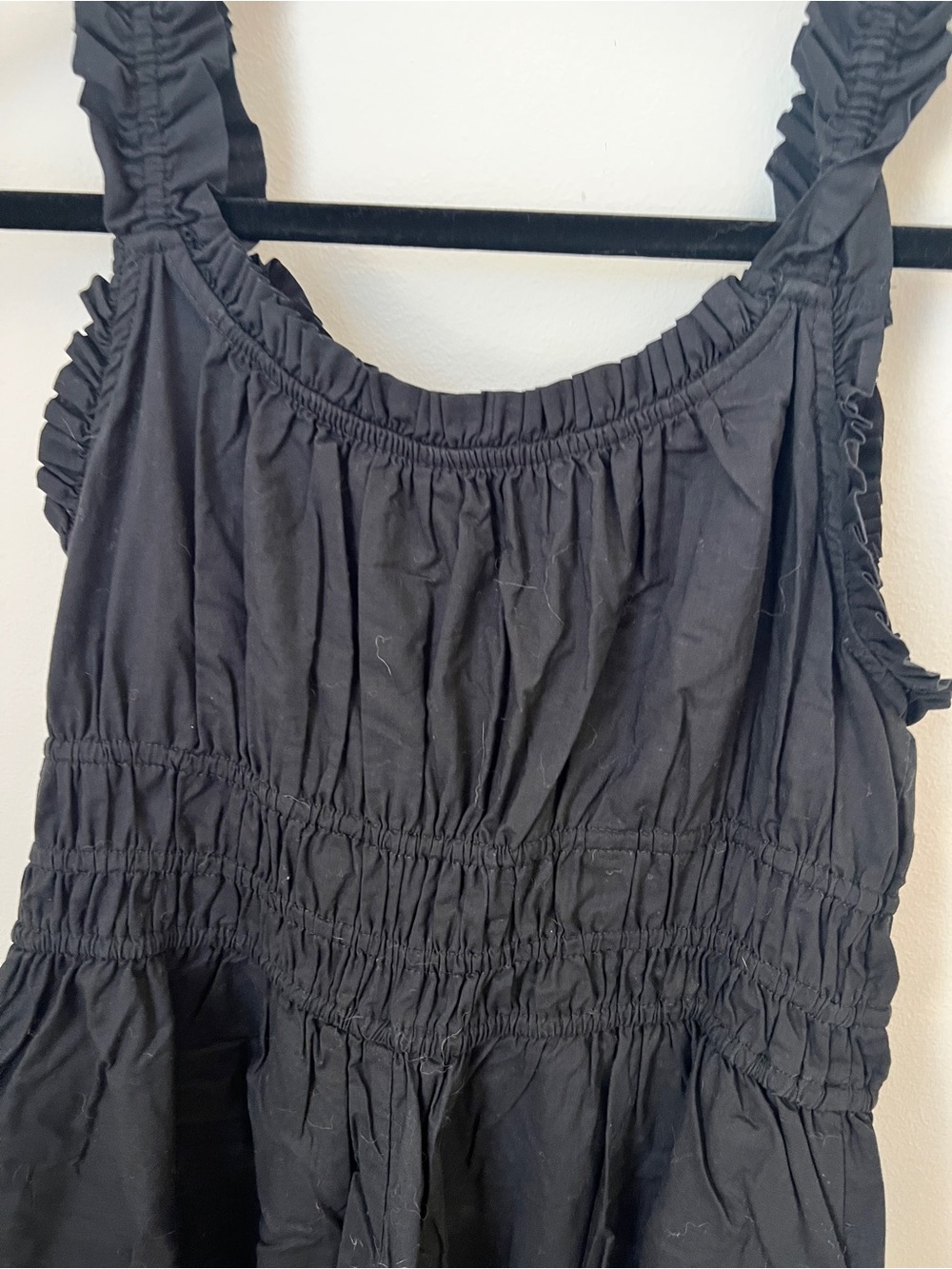 Old Navy Black Smocked Midi Dress - Women size M like new - Picture 5 of 7